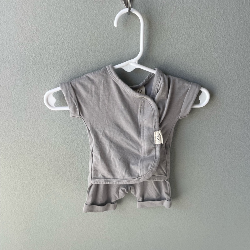 Bonsie Baby Fog Gray Skin to Skin Romper Bamboo Blend for Easy Skin to Skin